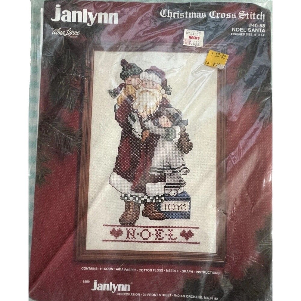 Janlynn Vintage Christmas Cross Stitch Santa Kit New Sealed Vintage 1989